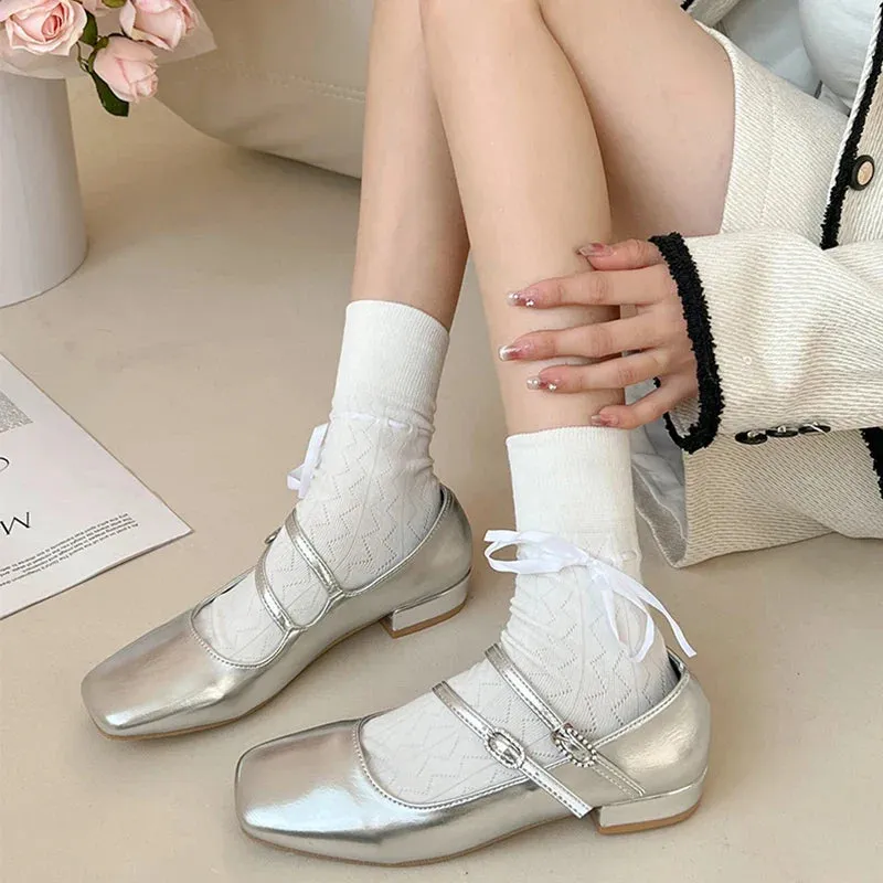 binfenxie  -  2024 New Women Flat Shoes Fashion Square Toe Shallow Buckle Ladies Ballet Shoes Soft Casual Flat Mary Jane Shoes