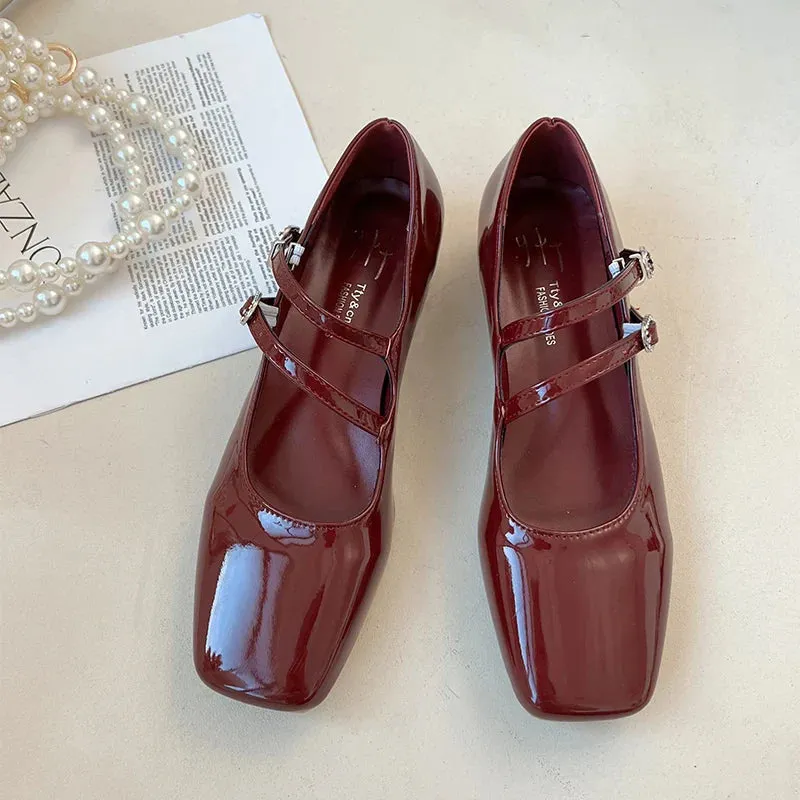 binfenxie  -  2024 New Women Flat Shoes Fashion Square Toe Shallow Buckle Ladies Ballet Shoes Soft Casual Flat Mary Jane Shoes