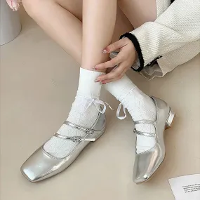 binfenxie  -  2024 New Women Flat Shoes Fashion Square Toe Shallow Buckle Ladies Ballet Shoes Soft Casual Flat Mary Jane Shoes
