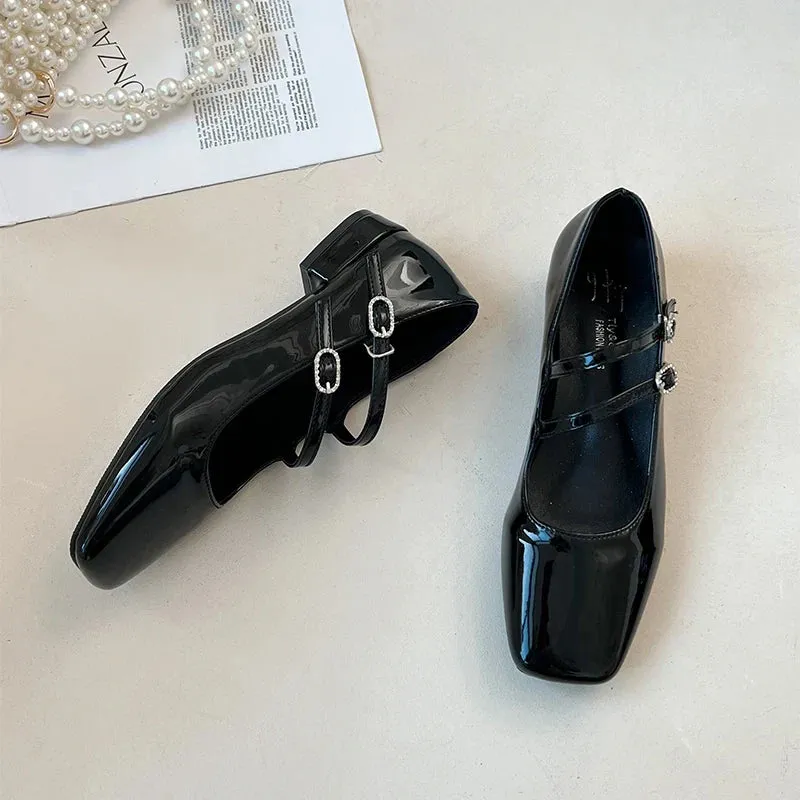 binfenxie  -  2024 New Women Flat Shoes Fashion Square Toe Shallow Buckle Ladies Ballet Shoes Soft Casual Flat Mary Jane Shoes